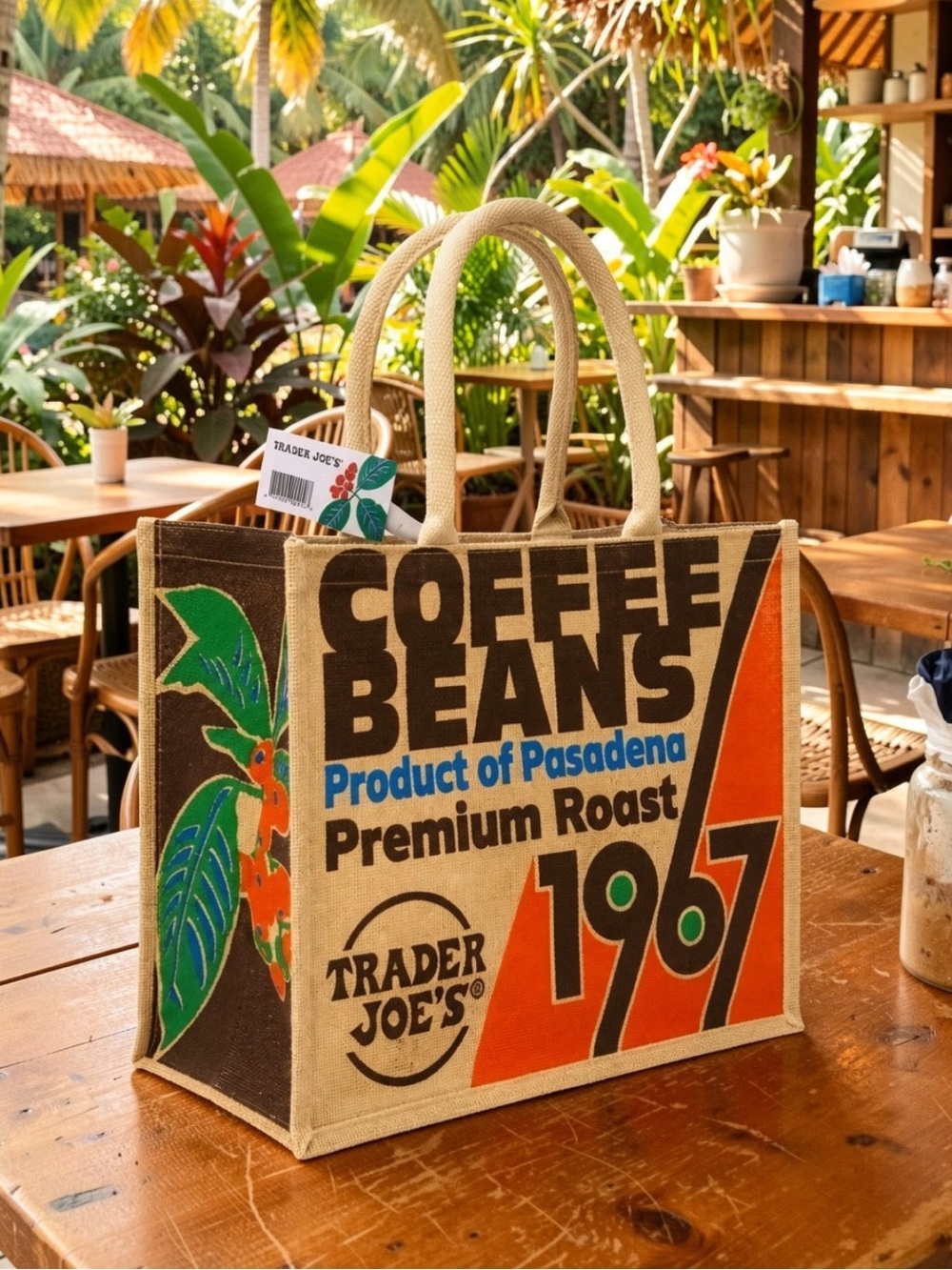 Trader Joe's "Coffee Beans 1967" Jute Tote
